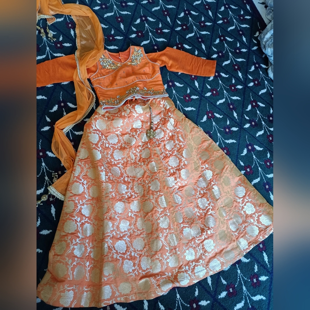 Broket silk lahnga choli for 8 to 12 years girl